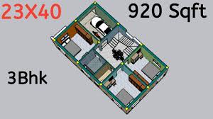 23x40 House Plan With 3d Ll 920 Sqft