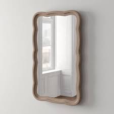 Fuin Curved Wood Frame Brown Rectangle