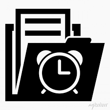 Folder And Clock Icon Ilration Of