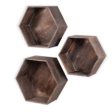 Rustic State Wall Mount Hexagon Wooden