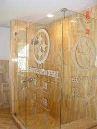 Carved Glass Shower Doors In Barefoot
