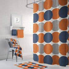 Burnt Orange Gray Navy Shower Curtain
