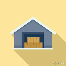 Storage Parcel Warehouse Icon Flat