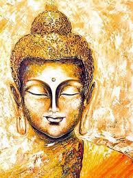 Gautam Buddha Golden Oil Painting