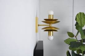 Dual Wall Sconce Brass Mid Century