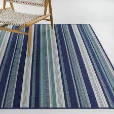 Blue White 5 Ft X 7 Ft Stripes Indoor Outdoor Patio Area Rug