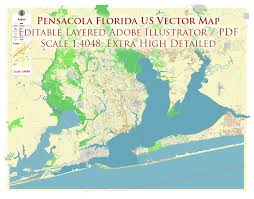 Pensacola Florida Us City Vector Map