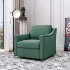 38 6 In Classic Linen Upholstered Armchair Accent Chair Single Seat For Apartment Light Green