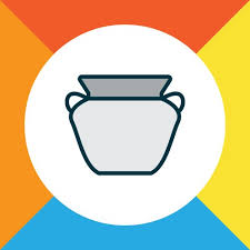 Clay Pot Icon Colored Line Symbol