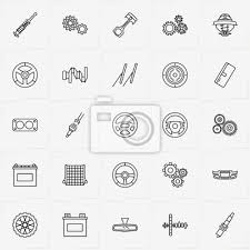 Auto Parts Line Icon Set With Air