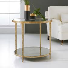 Antique Brass Glass Top End Tables