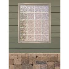 24 25 In X 24 25 In X 3 25 In Ice Pattern Vinyl Framed Glass Block Window With Clay Colored Vinyl Nailing Fin