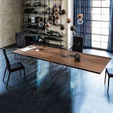 Ikon Wooden Table With Glass Legs By
