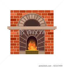 Fireplace With Fire Vintage Design