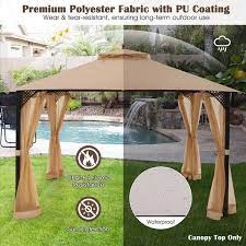 10 X 12 Patio Gazebo Replacement Top Cover 2 Tier Canopy Cpai 84 Brown