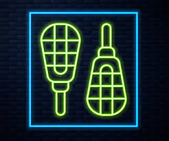 Glowing Neon Line Snowshoes Icon