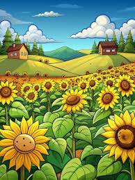 Sunflower Wildflower Scene Vectors