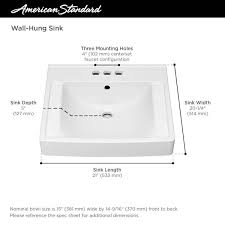 American Standard Decorum White Vitreous China Wall Hung Vessel Sink With 4 In Centerset Faucet Holes