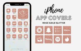 200 Rose Gold Glittery Iphone App Icons