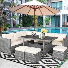 Costway 7 Pcs Patio Rattan Dining Set