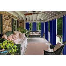 Pro Space 50 In X 84 In Outdoor Curtains For Patio Waterproof Porch Privacy D On Top And Bottom Curtain Navy 1 Panel Dark Blue