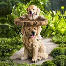 Outdoor Polyresin Bird Bath Pet Statue