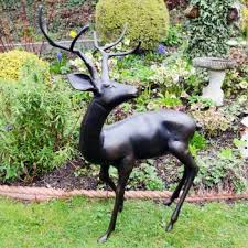 Wild Baby Stag Deer Bronze Metal Garden