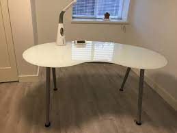 Ikea Kidney Shape Glass Top Desk