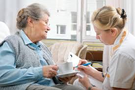 Nursing Home Senior Woman Is Visited