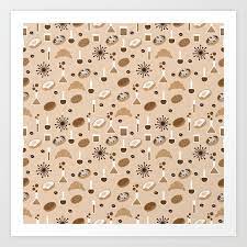 Brown Bakery Icon Pattern Art Print By