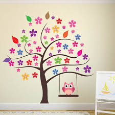 Owl Tree Flower Wall Decal Sticker Ws