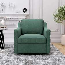 38 6 In Classic Linen Upholstered Armchair Accent Chair Single Seat For Apartment Light Green