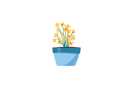 Spring Yellow Flower Blue Pot Icon