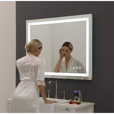 48 In W X 36 In H Led Rectangular Frameless Anti Fog Bathroom Mirror Front Light