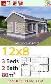 House Plans 12x8 With 3 Bedrooms Gable