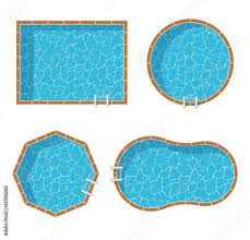 Swimming Pools Top View Set Isolated On