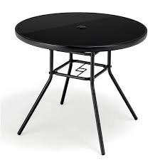 Costway 34 In Black Round Patio Table W