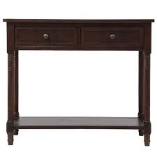 Espresso Narrow Console Table Sofa Table With Drawers Wood Entryway Ta