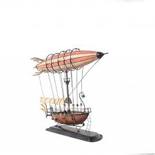 12 In Multicolor Steampunk Airship Model With Crows Nest