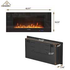 Casainc 42 In Black Toughened Wall Mounted Electric Fireplace Winter Home Decor