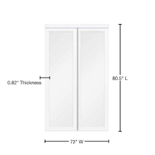 Renin 72 In X 80 In White Twilight Frosted Glass Mdf Wood Sliding Closet Door