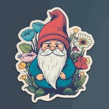 A Sticker Template With Garden Gnome