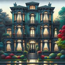 Dark Teal Color With Palladian Windows