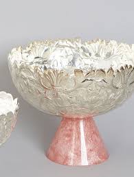 Buy Silver Plated Pink Pedestal Bowl