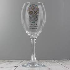 Personalised Wine Glass Sugar Skull