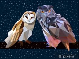 Wall Mural Owl Set Triangle Low Poly