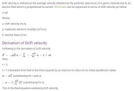 Define Drift Velocity And Derive An