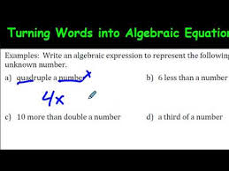Word Problems Into Algebraic Equations