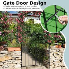 Garden Arch Arbor Trellis With Gate Patio Plant Stand Archway Black
