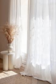 Rod Pocket White Linen Curtain Panel